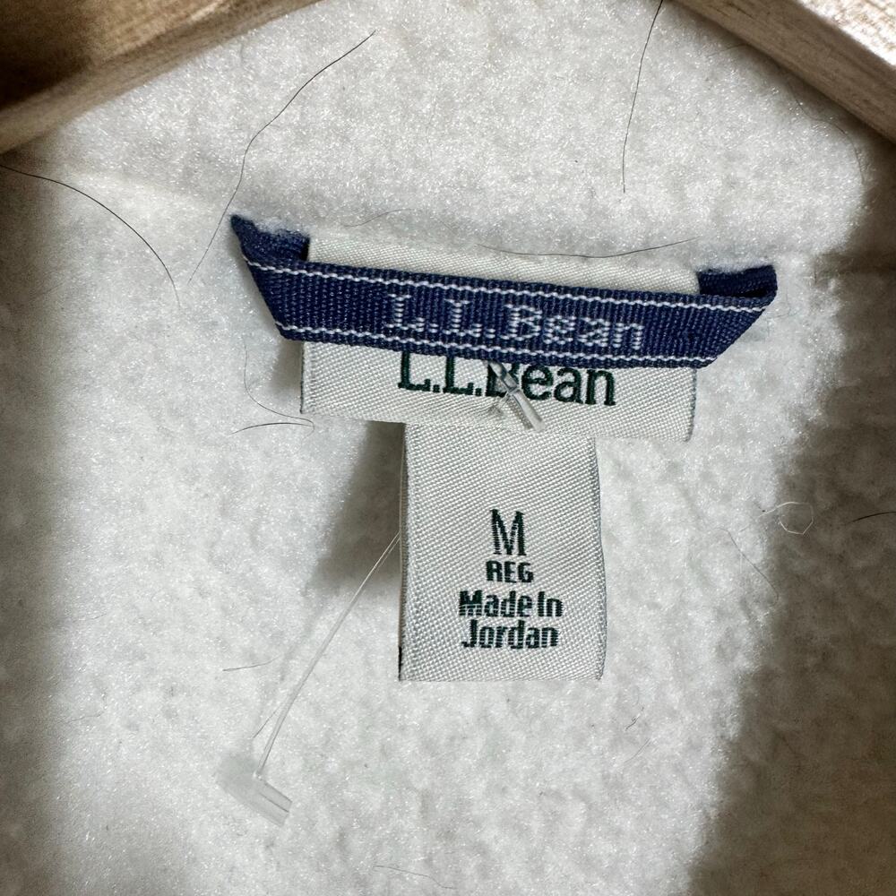 L.L.Bean Quarter Zip Sweater Women Med Cream Sailcloth Fleece Pullover Gorpcore - Picture 8 of 9